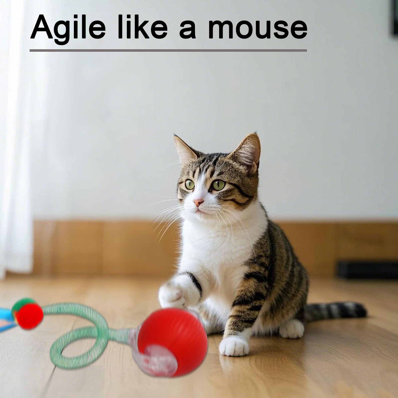 Interactive Cat Toy, Type-C Rechargeable Chewie Viral Rolling Ball Chewie Doggie Ball Moving Cat with Tail Dog Motion Activated Toy for Playing with Kitten Indoor Carpet - Image 3