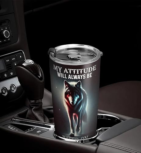 Miniatura 5 de 64HYDRO - Taza viajera de café, 20 onzas, con tapa y doble pared aislada al vacío, regalo de actitud de lobo para papá, marido de hija, hijo,