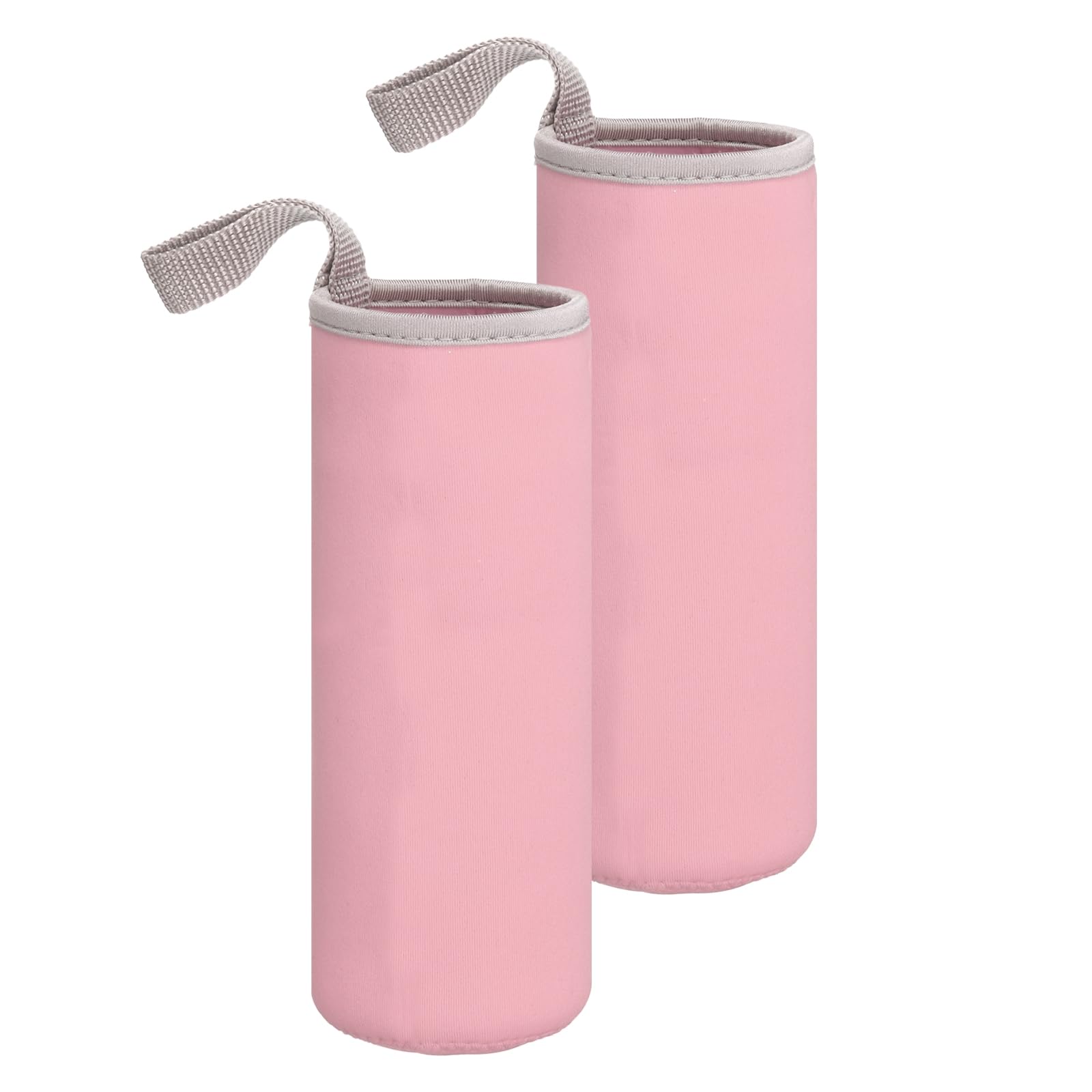 sourcing map 2pcs Neoprene Water Bottle Sleeve, 18.5 oz Insulated Water Glass Bottles Carrier Bag Collapsible Drink Bottle Sleeve Cover Holder with Handle, Pink