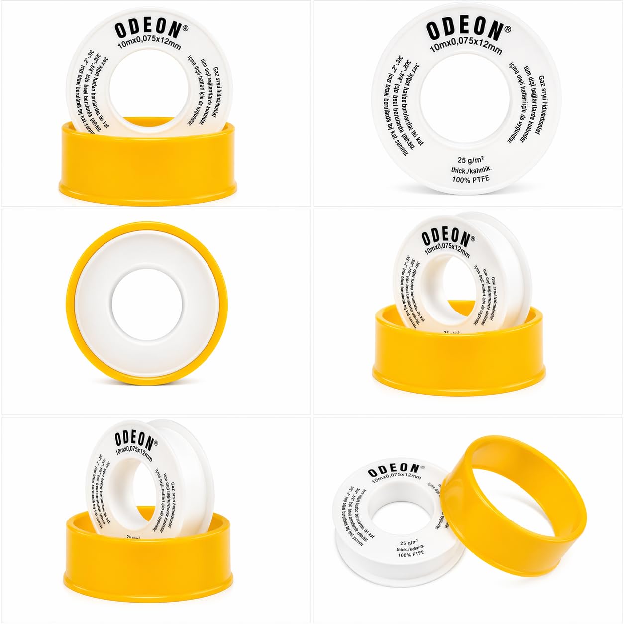 Teflon Bant 12mm x 10m – Su Tesisat Bandı, Sızdırmazlık Bandı, Musluk ve Boru Bağlantıları İçin PTFE Bant