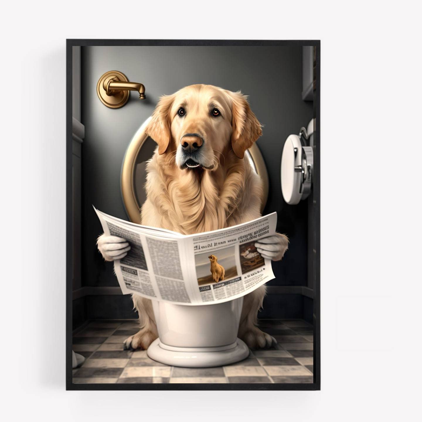Funny Bathroom Toilet animal Print Picture Poster dog golden labrador ...