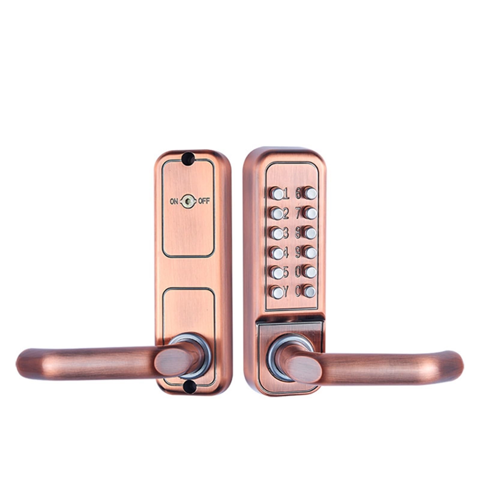 Oshpmbdlyfj Copper Keyless Mechanical Door Lock Push Button Digital Combination Code Password Zinc Alloy Lock With Handle(Copper)
