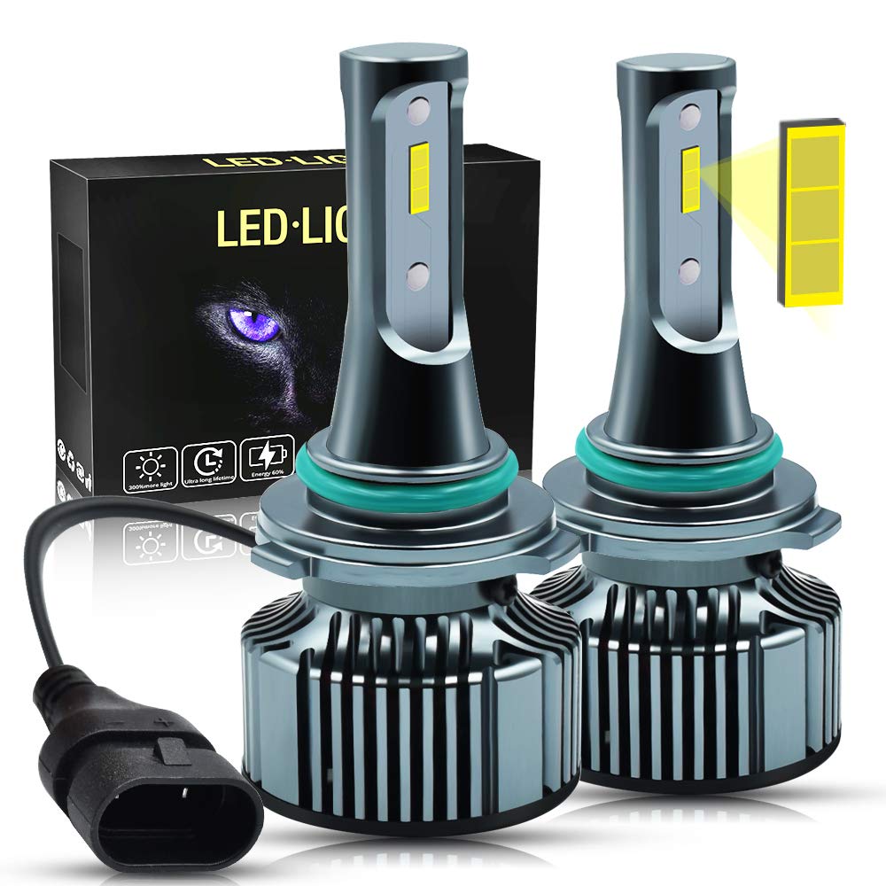 YEERON EMC 9005 9006 LED Headlight Bulbs NO Radio Phone Signal Interference High Power 2300mA 2x1860 SMD Chips 5400LM Fog Driving Lights,Xenon White.2-Pack.