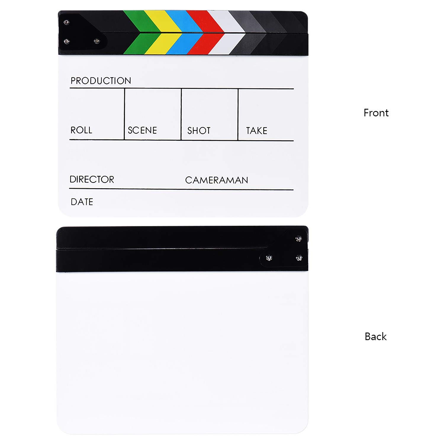 30x24cm Acrylique Blanc Clap Cinéma Film Cut Action Scène Clapper Board Ardoise, Scènes D'action Cut Clapper Ardoise avec Perche pour Publicité Vidéo