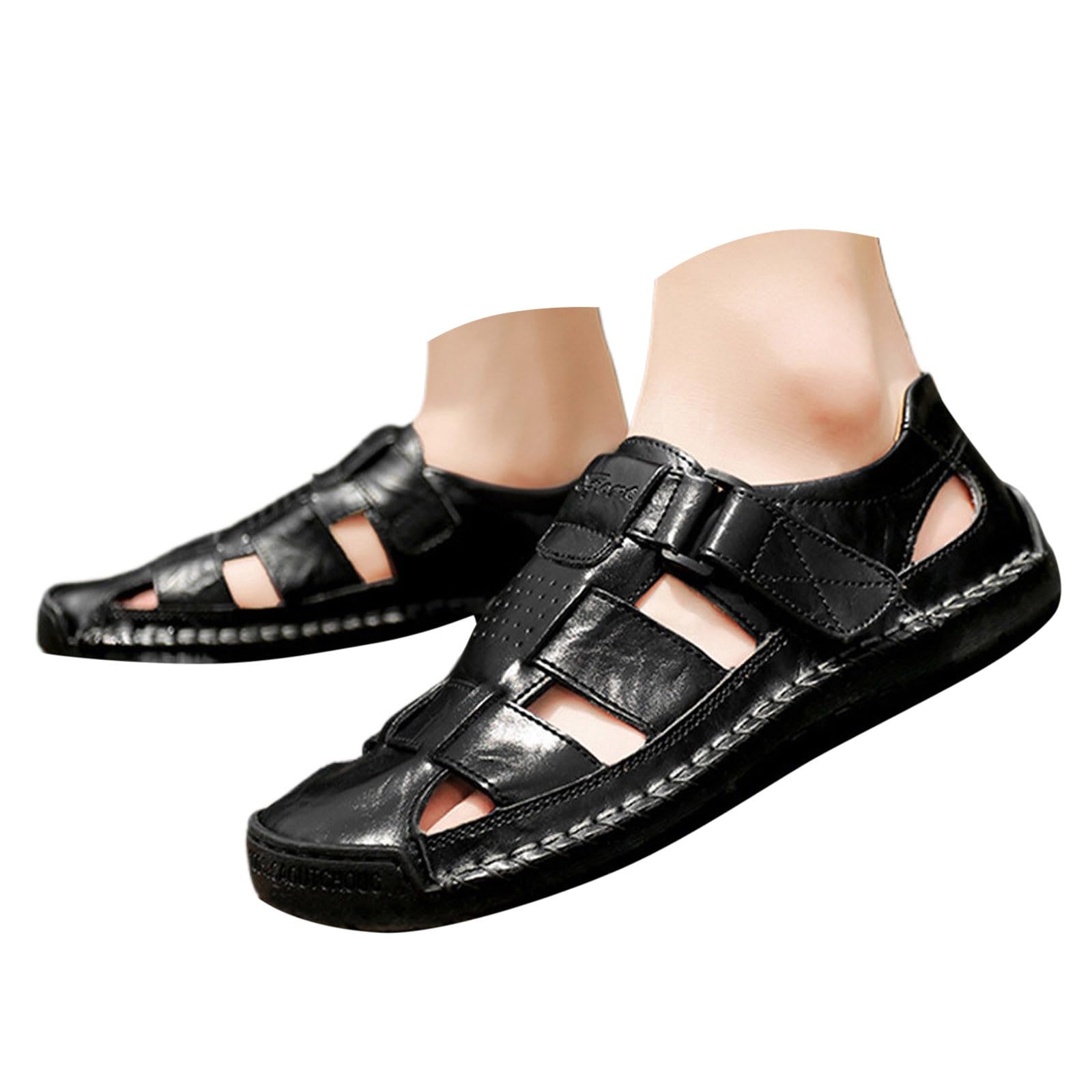 Sandales Homme Mules Compensées avec Strass Fermeture Élastique Réglable pour Piscine Plage Sabot Orthopédique Confortables