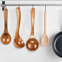 Vista 8 de Paquete de 3 cucharones de madera para servir, cucharón de sopa, cucharón de madera para cocinar, cucharón grande, herramientas de cocina