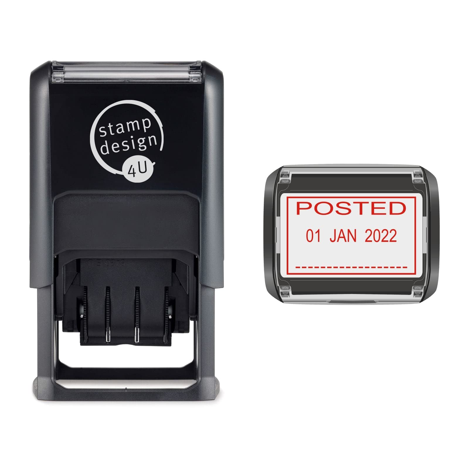 SD4U Word and Date Stamp Self Inking - Posted and Changeable Date in Red Ink