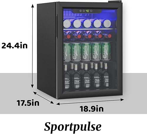 Miniatura 3 de Mini refrigerador de 2.6 pies cúbicos para 95 latas, refrigerador de bebidas con puerta de vidrio y pantalla digital, refrigerador pequeño de