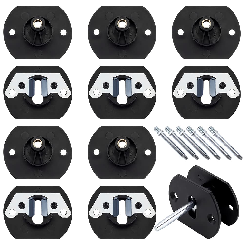 BENECREAT6 Sets Black Furniture Connector, Pin Style Replacements Part, Plastic Sofa Couch Sectional Connector with Iron Screw for Sectional Sofa Connection