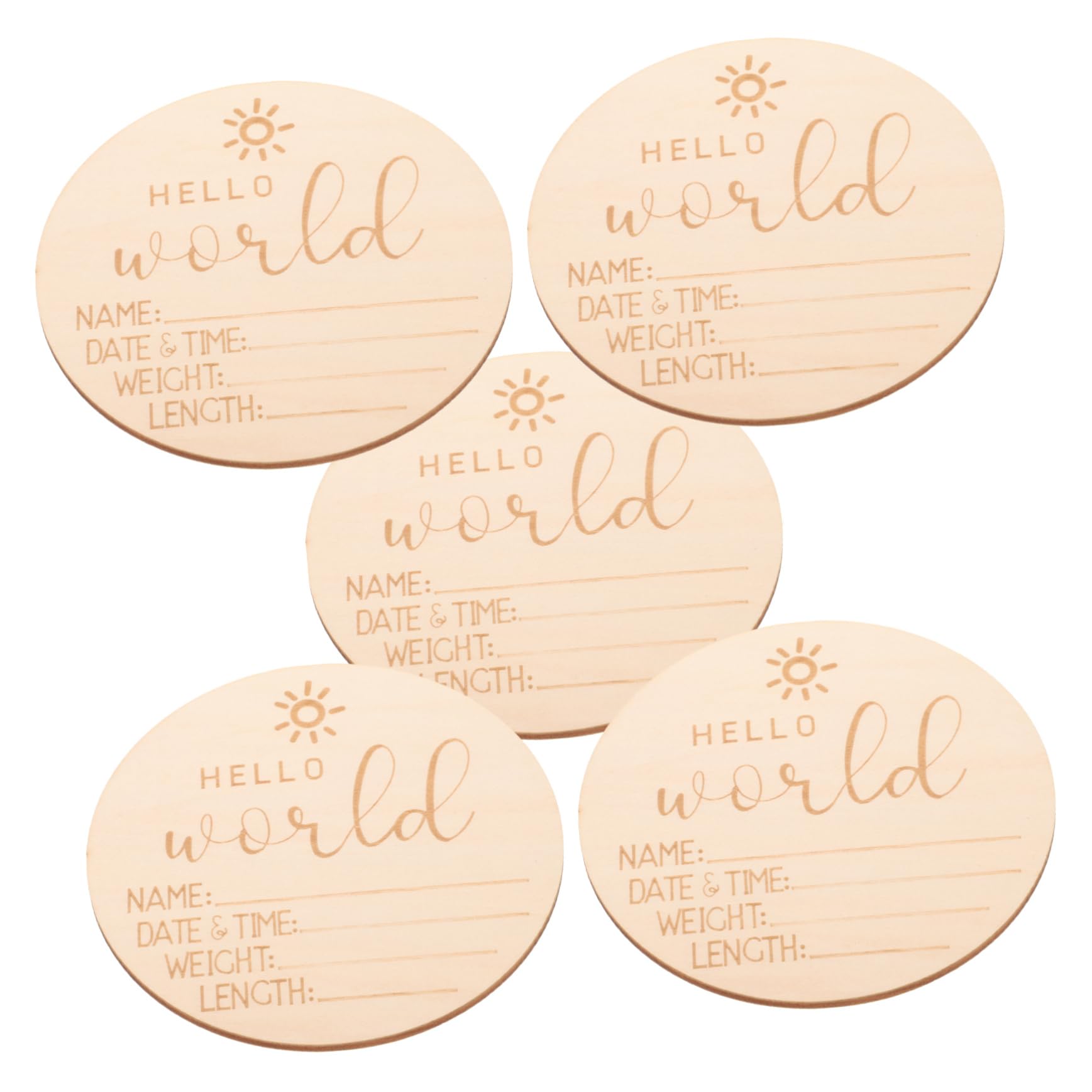 IWOWHERO Milestone Cards Set Baby Announcement Sign Baby Name Wooden Birth Announcement Round Design