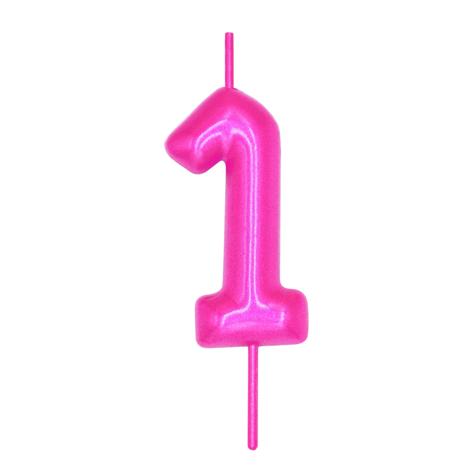 Photo 1 of DERVENTA Number 1 Candle Pink 2.36 Inch