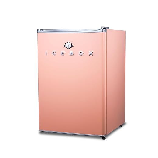 ICEBOX 2.5 Cu. Ft. Compact Refrigerator, ENERGY STAR Certified Small Refrigerator, Single Door Mini Fridge with Chiller Compartment, R600a Refrigerant, IBCR25BLS, Blush Red