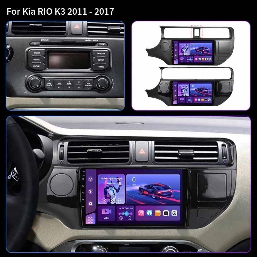 Radio Macchina Touch Screen per Kia RIO 4 K3 2011-2017 Wireless Carplay Android Auto Stereo Auto Bluetooth Ips con Pantalla Táctil con Gps, 8 Nucleo 6G+128G