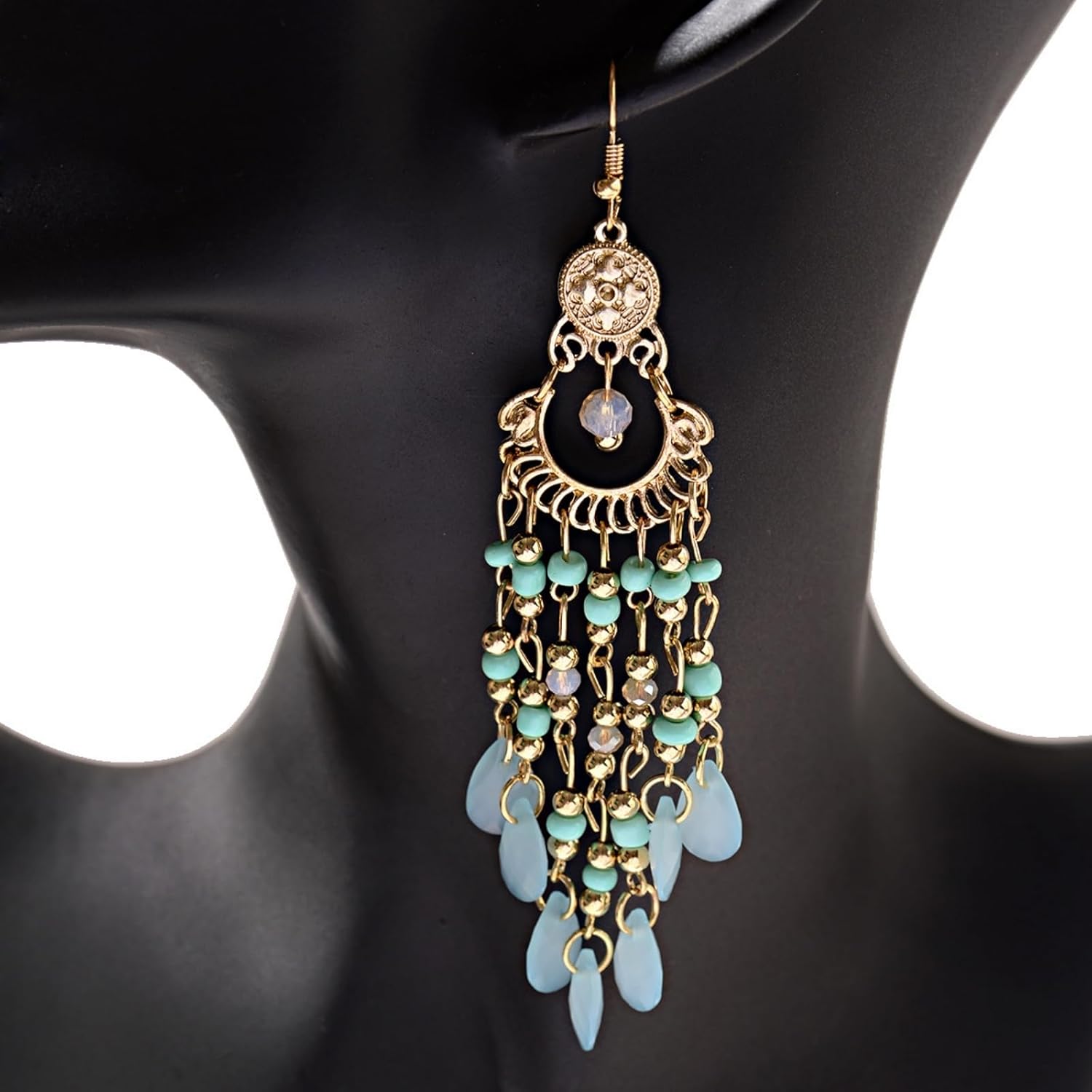 Handmade Bohemian Earrings Vintage Drop Dangle Earrings for Women Colorful Boho Flower Beaded Tassel Earrings Drop Earrings Boho Ethnic Water Drop Statement Earrings - Image 6