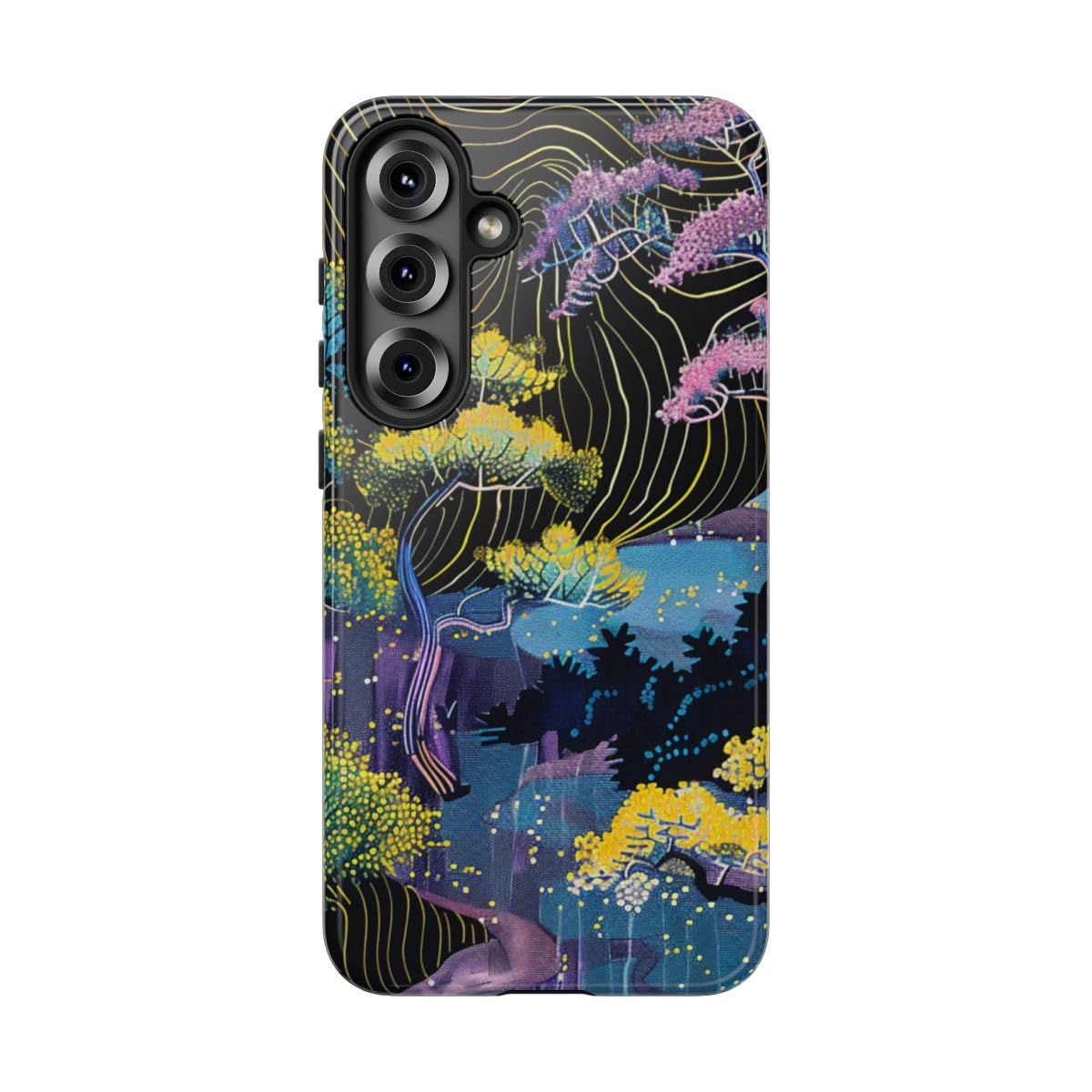 Coque Samsung S25 Plus rigide brillante arbre abstrait anti-rayures noire - 5