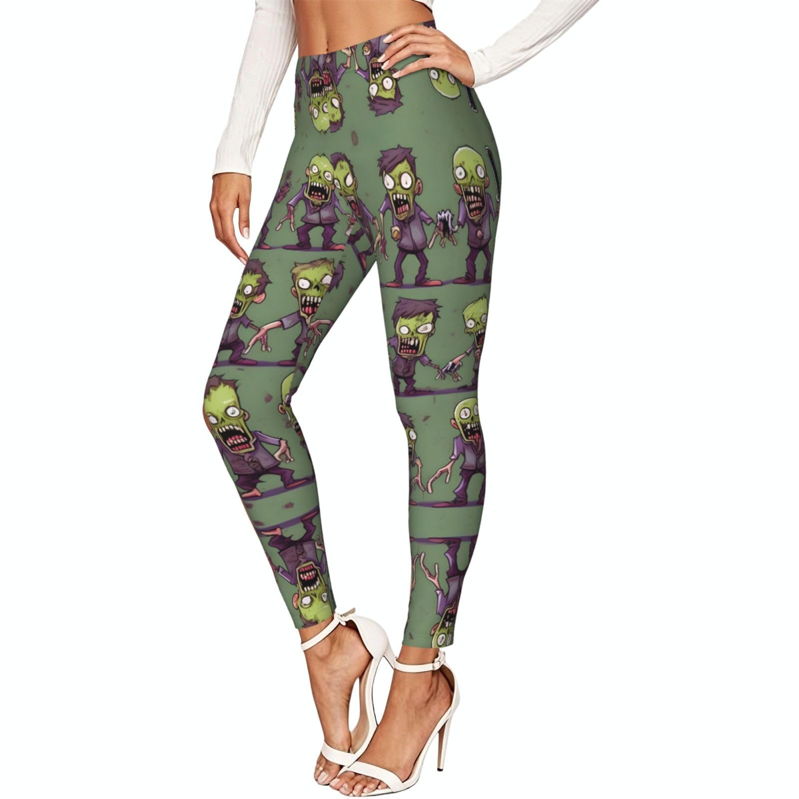 Leggings con estampado de zombi para mujer mallas cómodas que no se bajan en el gimnasio 7