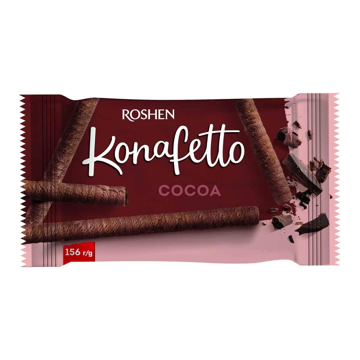 Roshen Crispy Flavorful Wafer Rolls "Konafetto" with Cocoa-Cream Filling, 4.94oz/140 grams