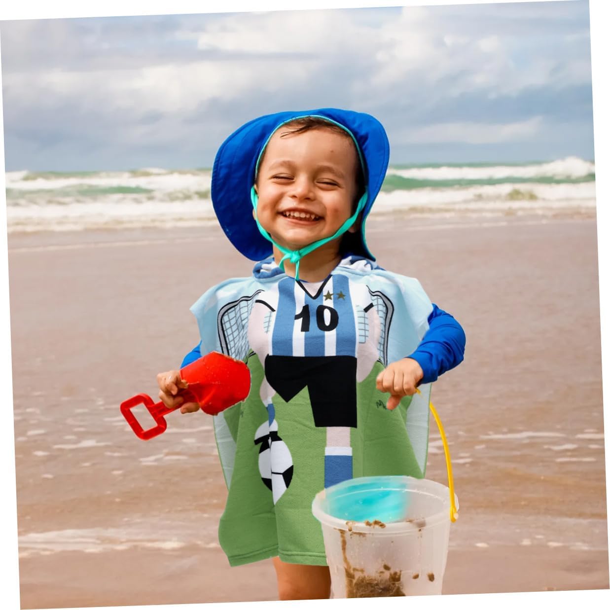 VANZACK Bath Towel Cape Hooded’s Beach Towel Cloak Soft Absorbent Sports Pattern for Boys and Swimming Pool Bath Use