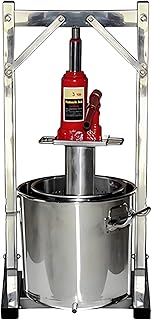 Fruit Wine Press Stainless Steel Cider Press with Hydraulic Jack Aid for Juice Making for Apple/Wine/Carrot/Orange/Berry/Vegetables, Making Supplies 12L