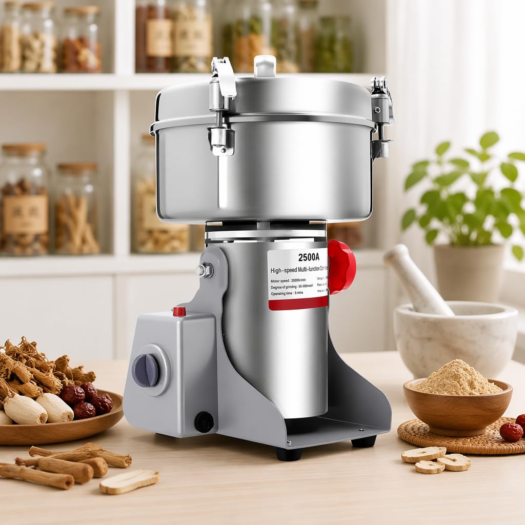 Molinillo eléctrico de granos de 2500 g, motor de cobre de 4500 W, tipo oscilante comercial, alta velocidad para granos, especias, café, maíz y pimienta. (4500g)