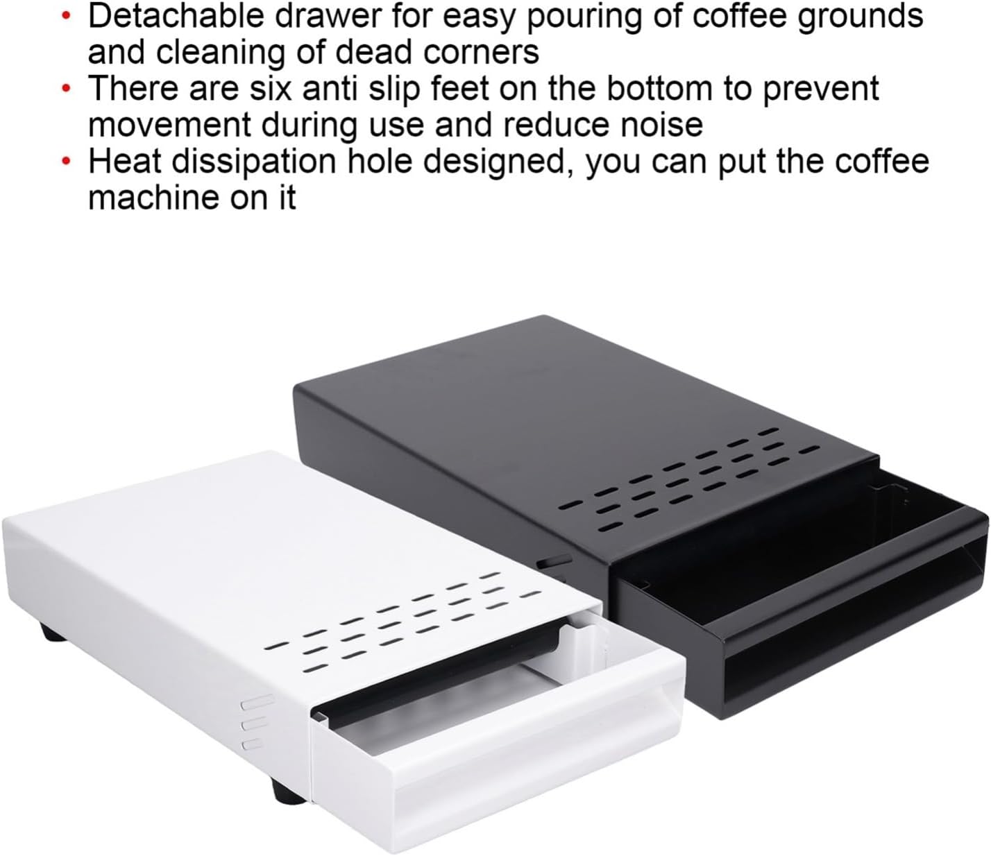 Coffee Residue Powder Box Non Slip Stainless Steel Coffee Knock Box Detachable Drawer Heavy Duty For Household(WHITE)