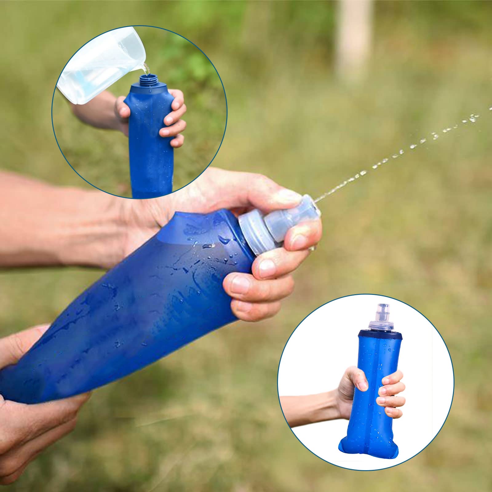 Pack De 2 Flasques Souples 500ml Pour Running Et Trail - Pliables, Sans BPA - Valve Anti-fuite - Compatibles Gilet Et Ceinture D'hydratation