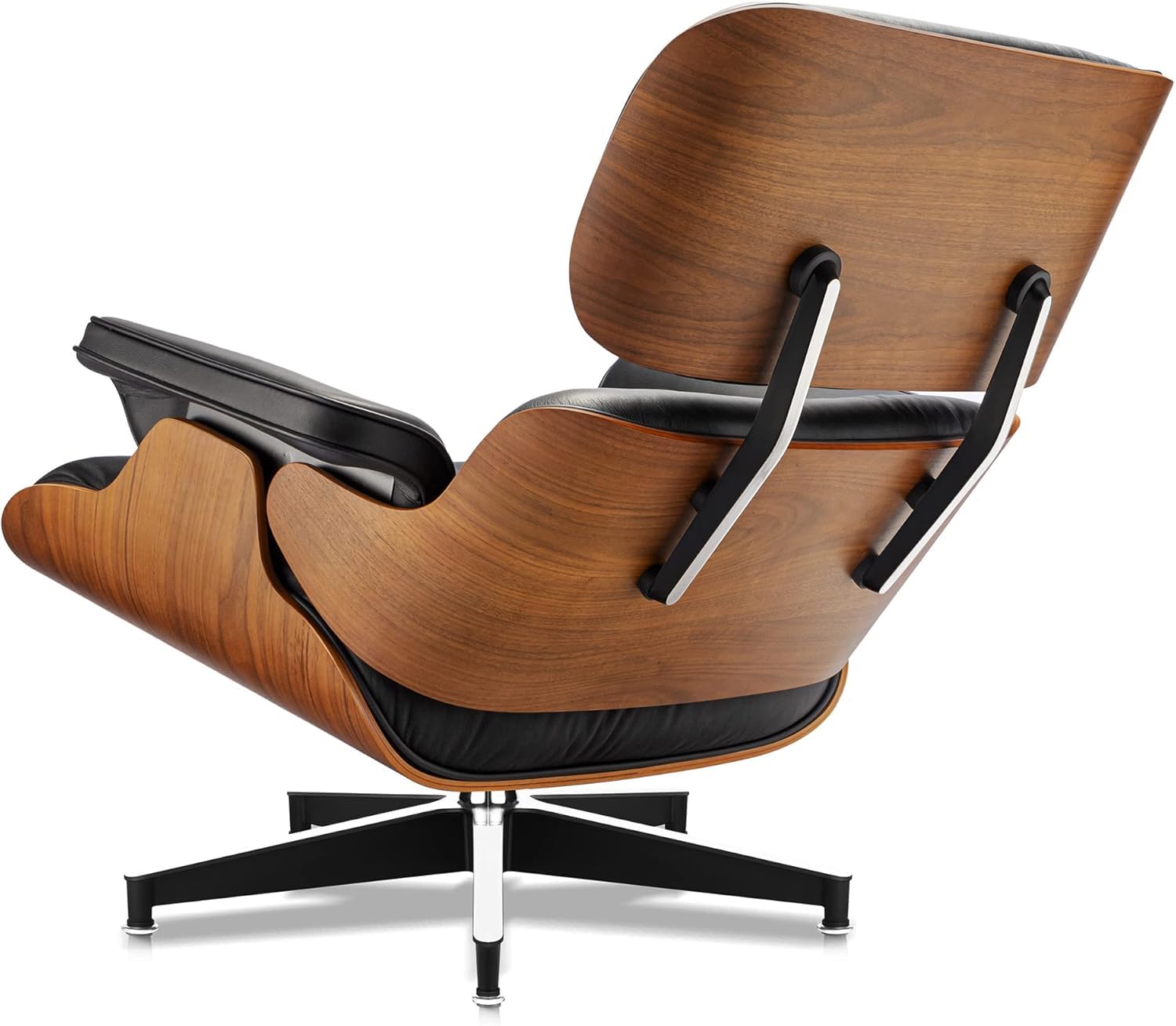 Echtleder-Entspannungssessel mit Fußhocker, moderner Fernsehsessel, drehbarer Chaiselongue mit Ottomane, Fester Neigungswinkel von 105°, einzigartiges Design mit gepolstertem Kissen