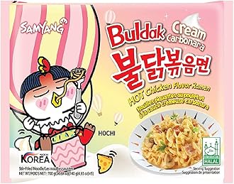 Samyang Buldak Cream Carbonara Hot Chiken Flavour Ramen Stir-Fired Noodle 140 gm x 1 Pack (1 Piece) (Imported)