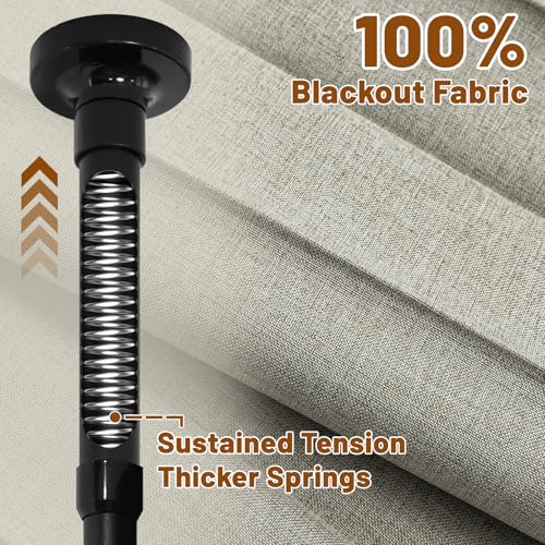 AJAZZ Privacy Curtains for Room Separation with Blackout & Soundproof Features (2 Panels, Grey, W100 x L96 in) + No Drill Curtain Rods (H)43-120×(W)35-200 in, Ideal Wall Divider for Bedroom/Studio/Office - Image 5