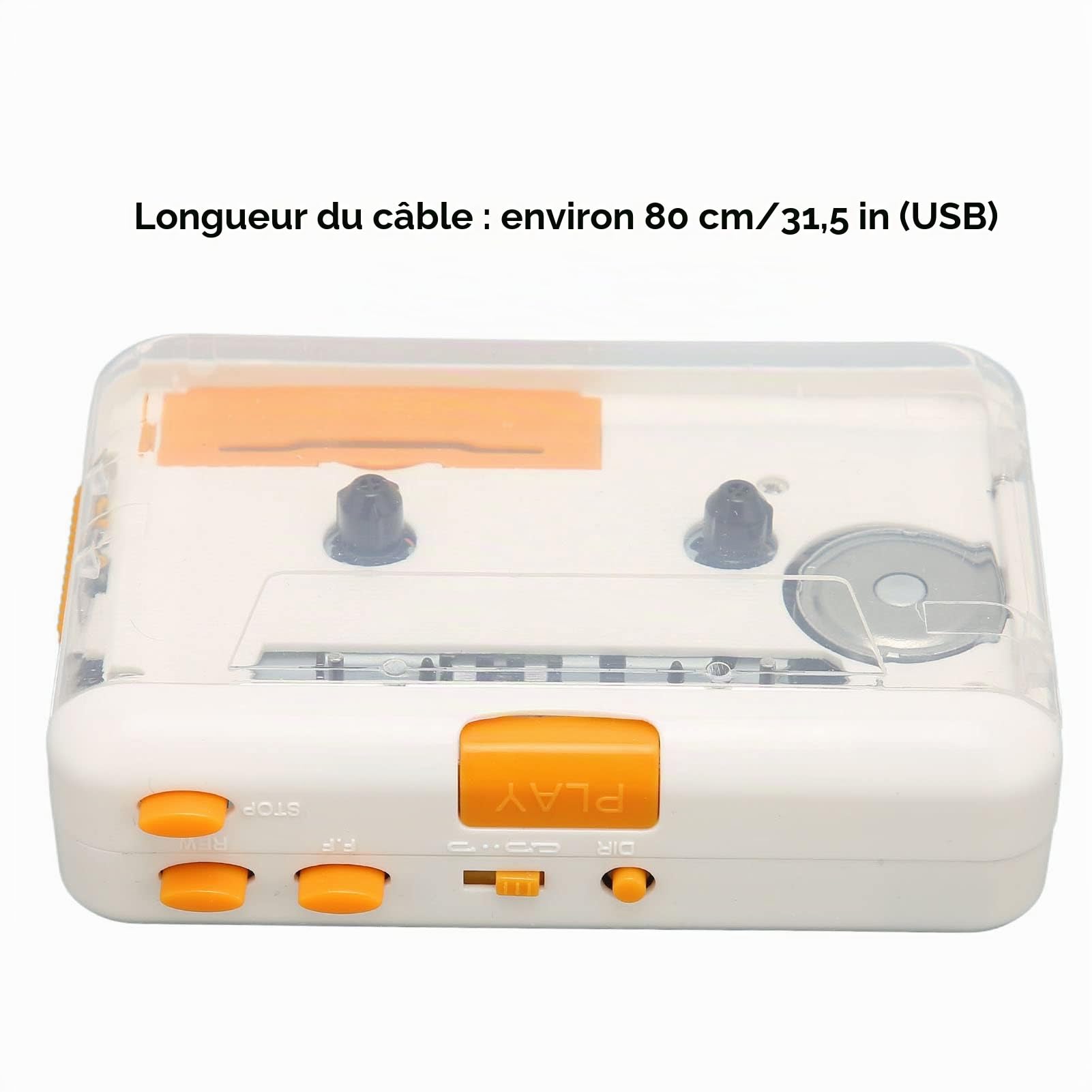 Lecteur de Cassettes Portable, Cassette Audio Music Player Tape to MP3 Converter Compatible avec Les Ordinateurs Portables, Convertir Mixtapes/Cassettes de Bande pour IPod/MP3