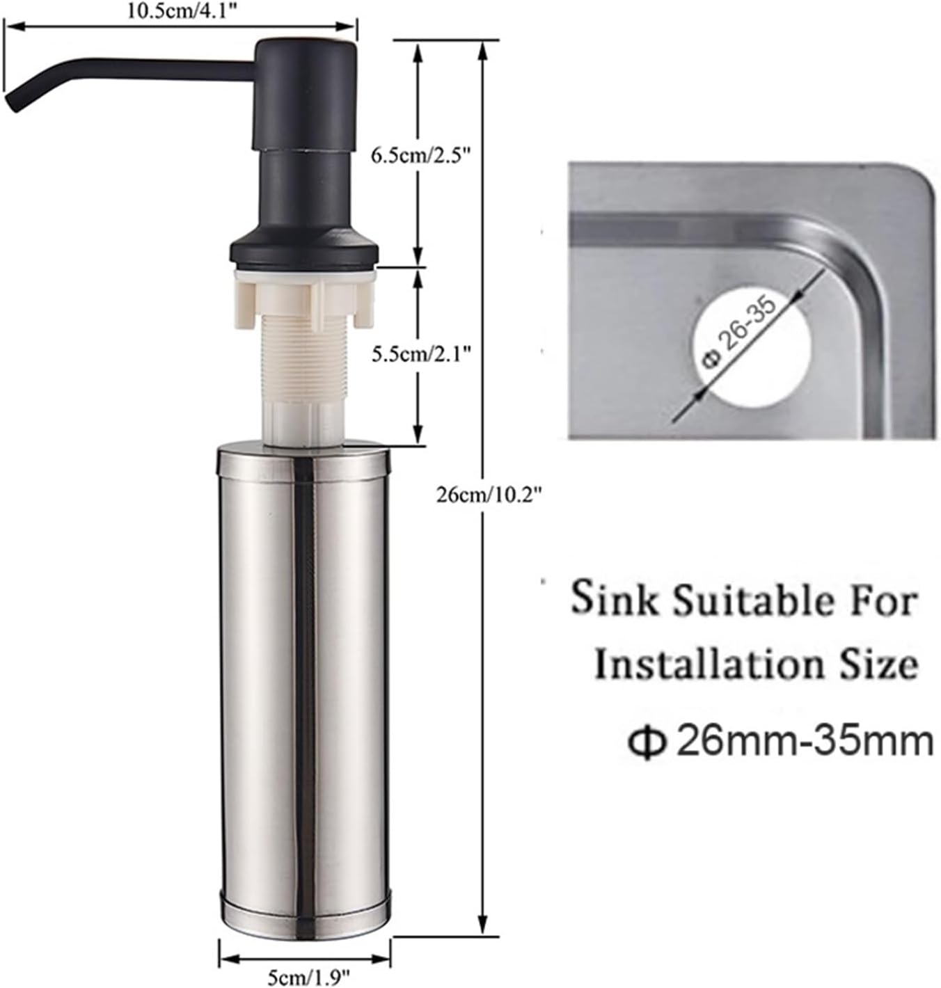220ML Black Kitchen Soap Dispenser 3 Colors Liquid Detergent Kitchen Sink Lotion Bottle Stainless Steel Head ABS Bottle(Nickel ABS Bottle)