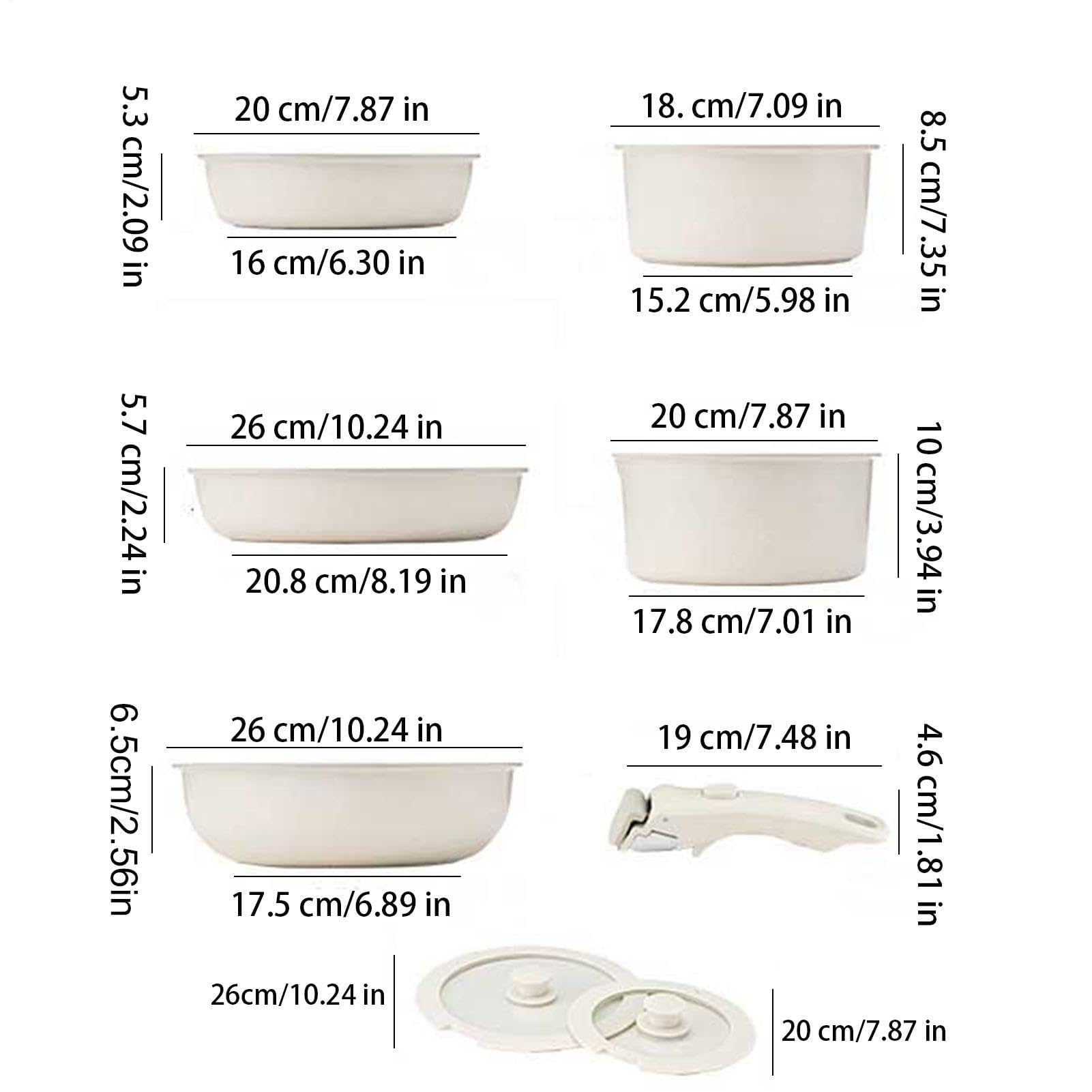 Batterie de cuisine antiadhésive de 5 pièces, poêle à frire et casserole à poignée amovible, revêtement en pierre passe au lave-vaisselle, casseroles et poêles de cuisine polyvalentes pour la cuisine