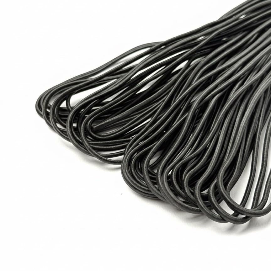Black Elastic Cord Rope, Stretchy Round Bungee String for Crafts, Sewing, DIY Projects 1