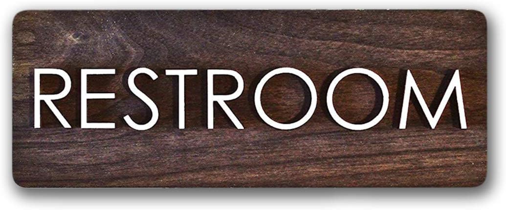 Modern Restroom Sign - Real Wood - Raised Birch Letters - Various Finishes and Sizes