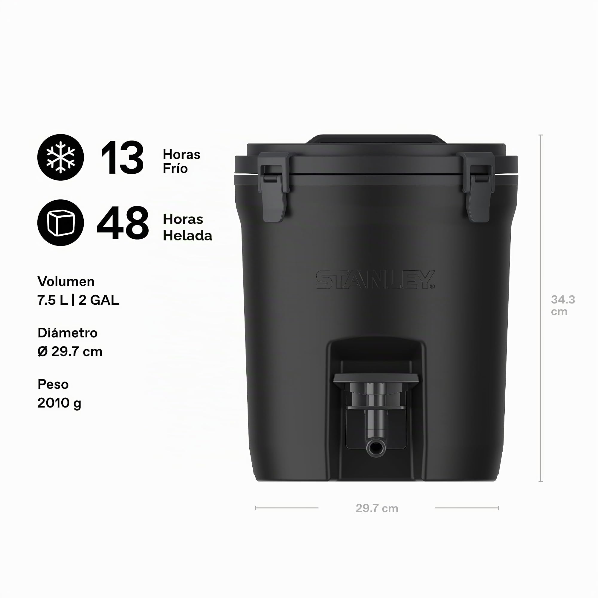 Stanley 1913 Jarra de Agua Fast-Flow 7.5L - Black 2.0 | Mantiene 13 Horas Frío - Hielo Hasta 2 Días - Antigoteo - Doble Pared con Aislante - Jarra con Cierres y Asa Resistentes