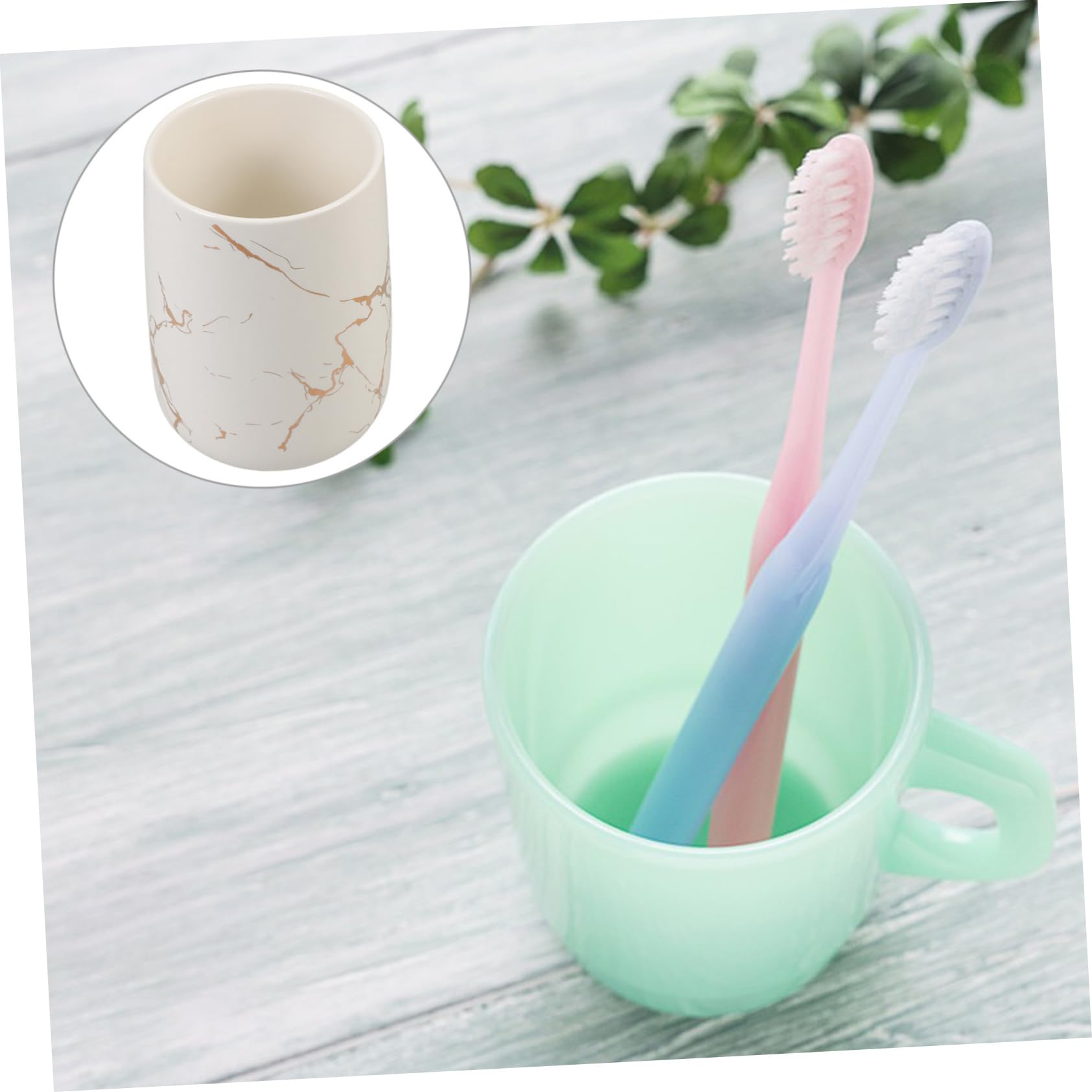 Cabilock Vaso Resistente Diseño para Cepillos de Blanco Dientes de Cerámica Moderno para Baño Accesorios de Baño Decorativos y Adecuado Doméstico