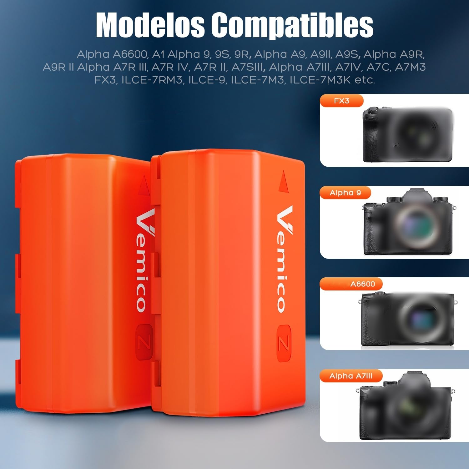 Vemico NP-FZ100 Batería de Cargador Kit 2 X 2280mAh Batería USB-C Cargador