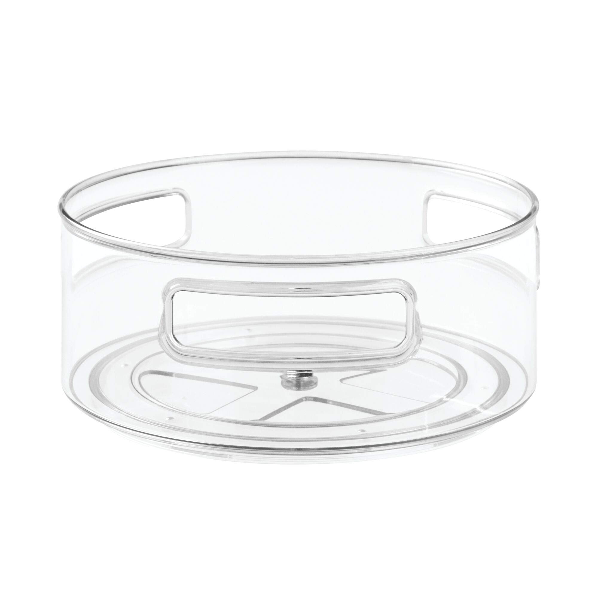iDesign 9-Inch Plastic Lazy Susan Organizer with Handles - Clarity Collection – Clear