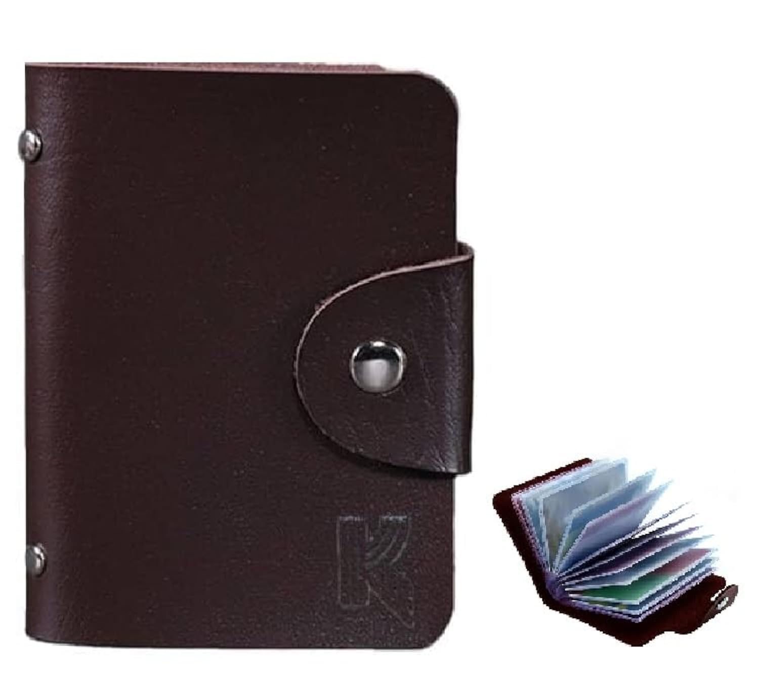 20 Slots Cardholder with Double-Sided Slots, Wallet for Cards, ATM, Debit, Credit Cards Holder, Unisex Wallet with Leather Design (Brown)-image-36
