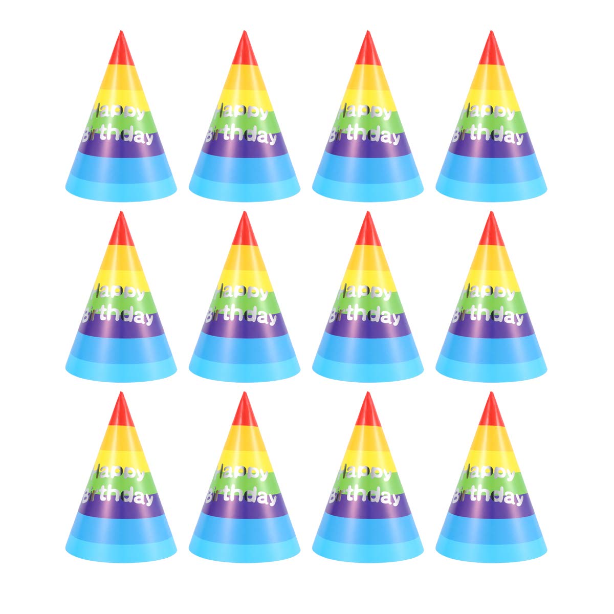 Gorro de Fiesta de Cumpleaños Infantil Triangular Arcoíris 50 Piezas