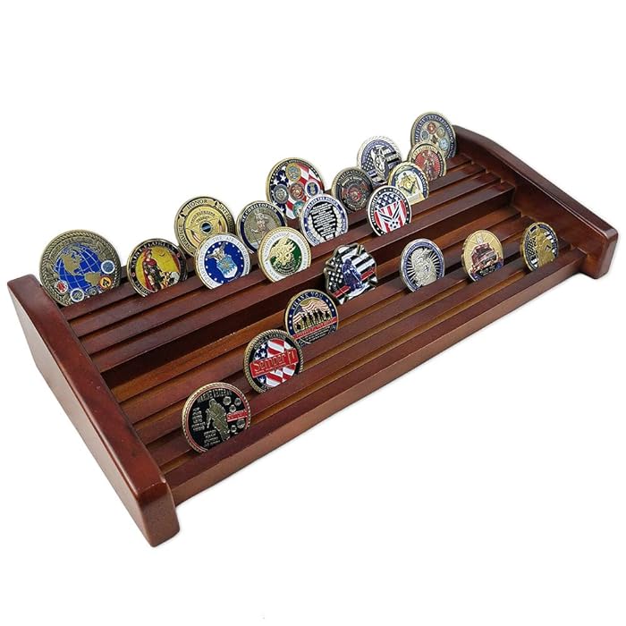 Buy DecoWoodo Military Challenge Coins Display Case Natural Solid Wood