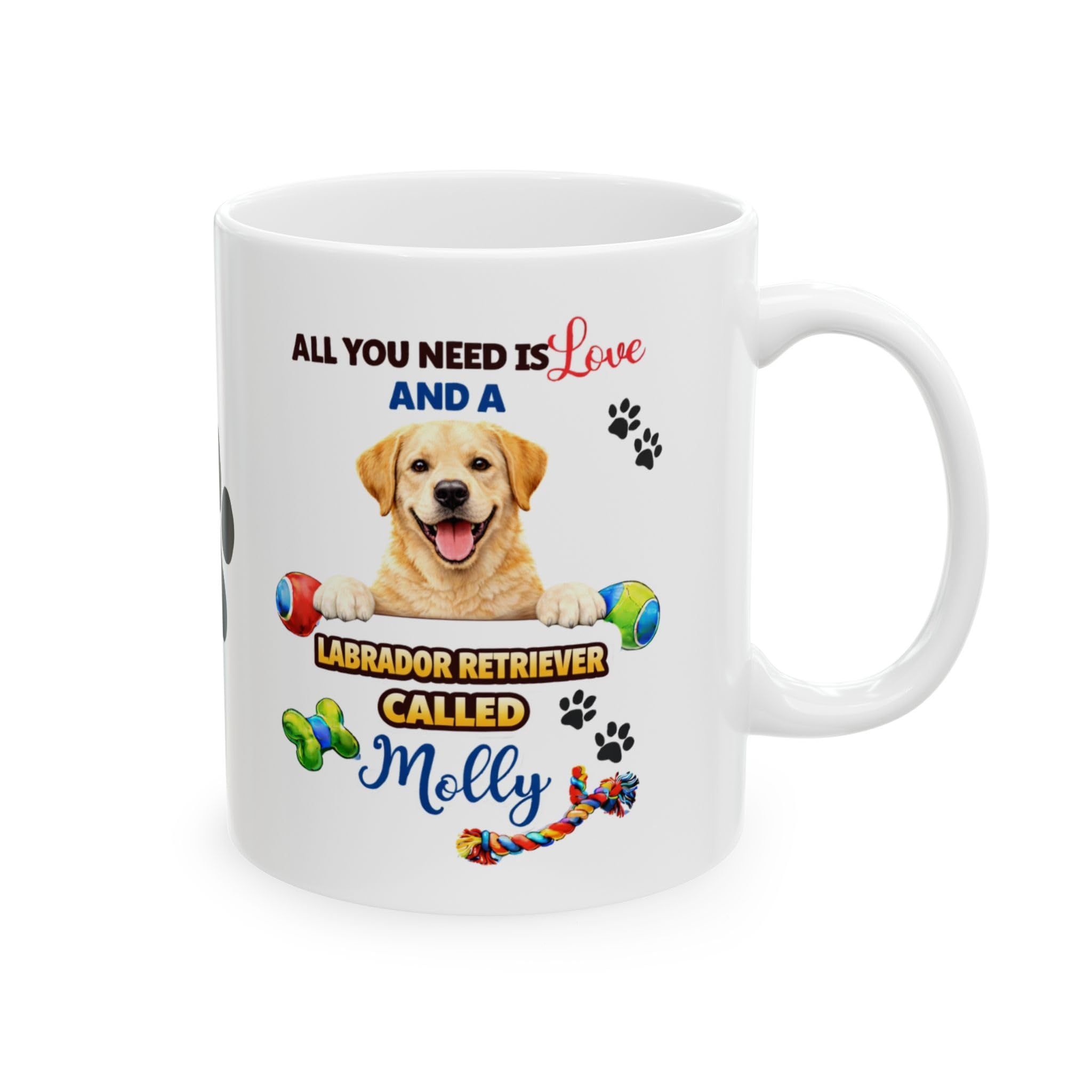 SASSY SIPS Personalised Custom Breed Coffee Mug, White Ceramic, Dog Lover Gift, 'All You Need is Love and A Dog Called', Custom Name & Breed, 11oz Ceramic Cup (Labrador Retriever)