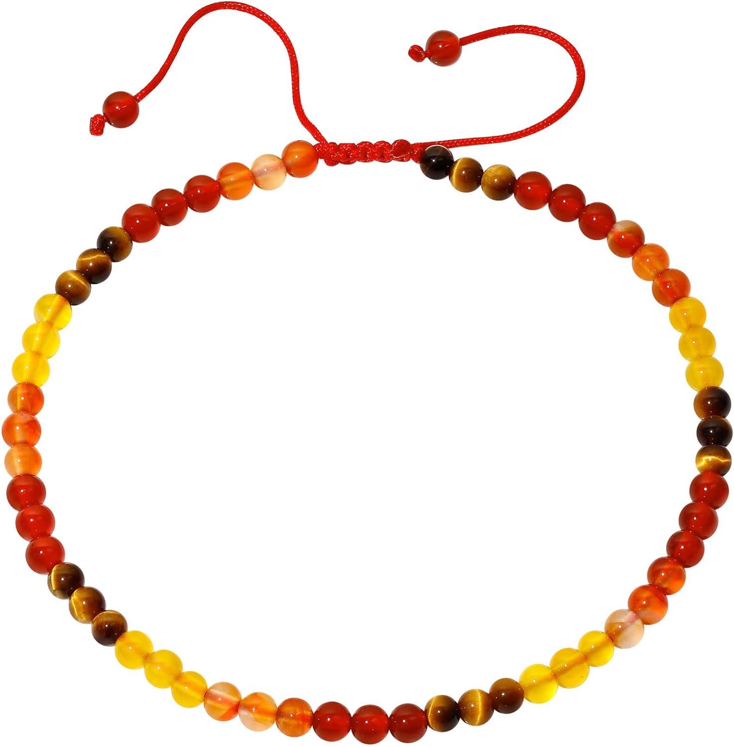 Spiritual Agate/Tiger’s Eye Beaded Anklet Wealth Good Luck Handmade Ankle Bracelets for Women Positive Energy Foot Jewelry (8.5-10 In)