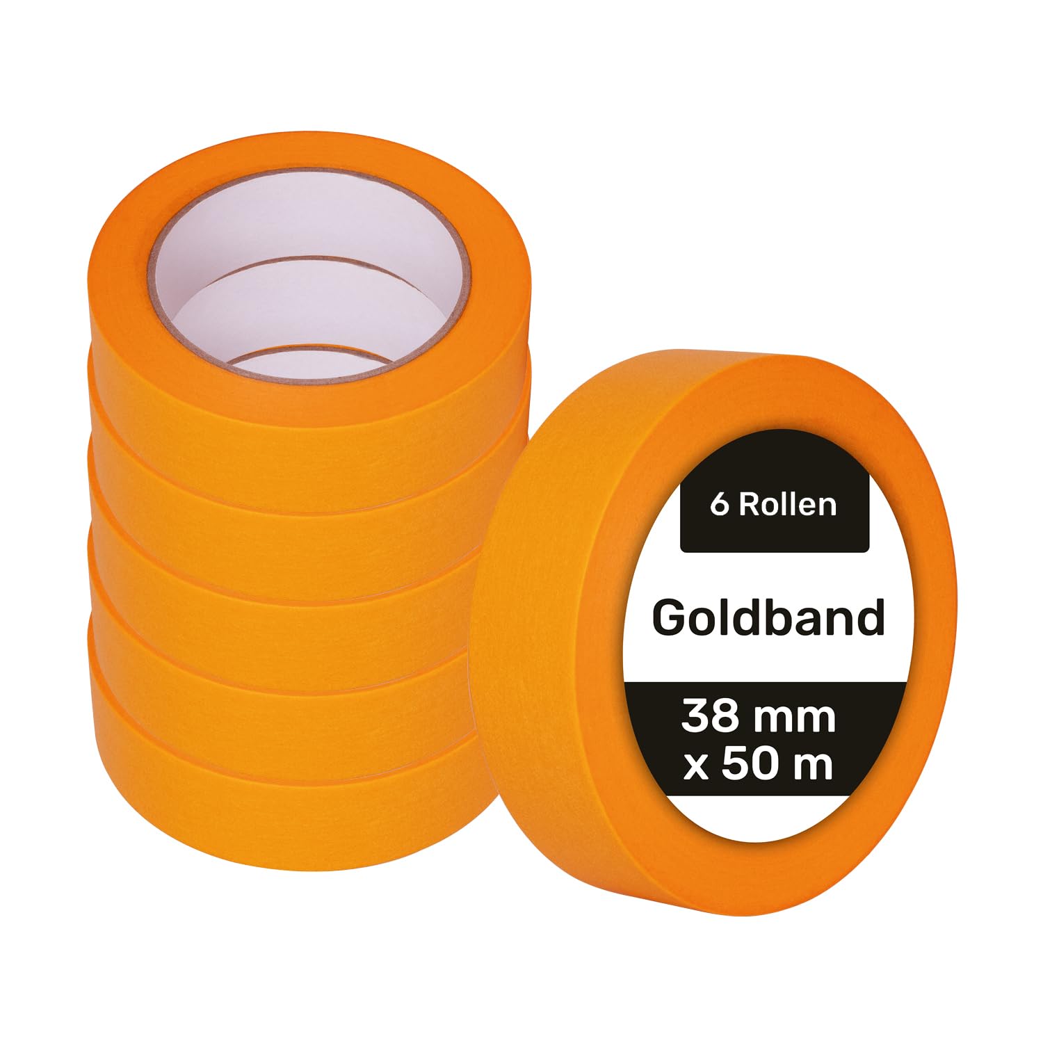 Silisto Goldband 38 mm x 50 m – 6 rolek – taśma malarska, taśma malarska, taśma maskująca, taśma malarska, taśma malarska – przykleja się do drewna, tynku, tapety, włókniny i metalu