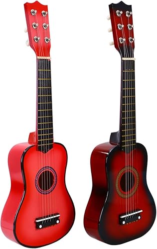 Miniatura 8 de Kisangel 1 guitarra de madera de 21 pulgadas y 6 cuerdas, guitarra popular de estilo vintage, guitarra acústica para niños principiantes (rosa)