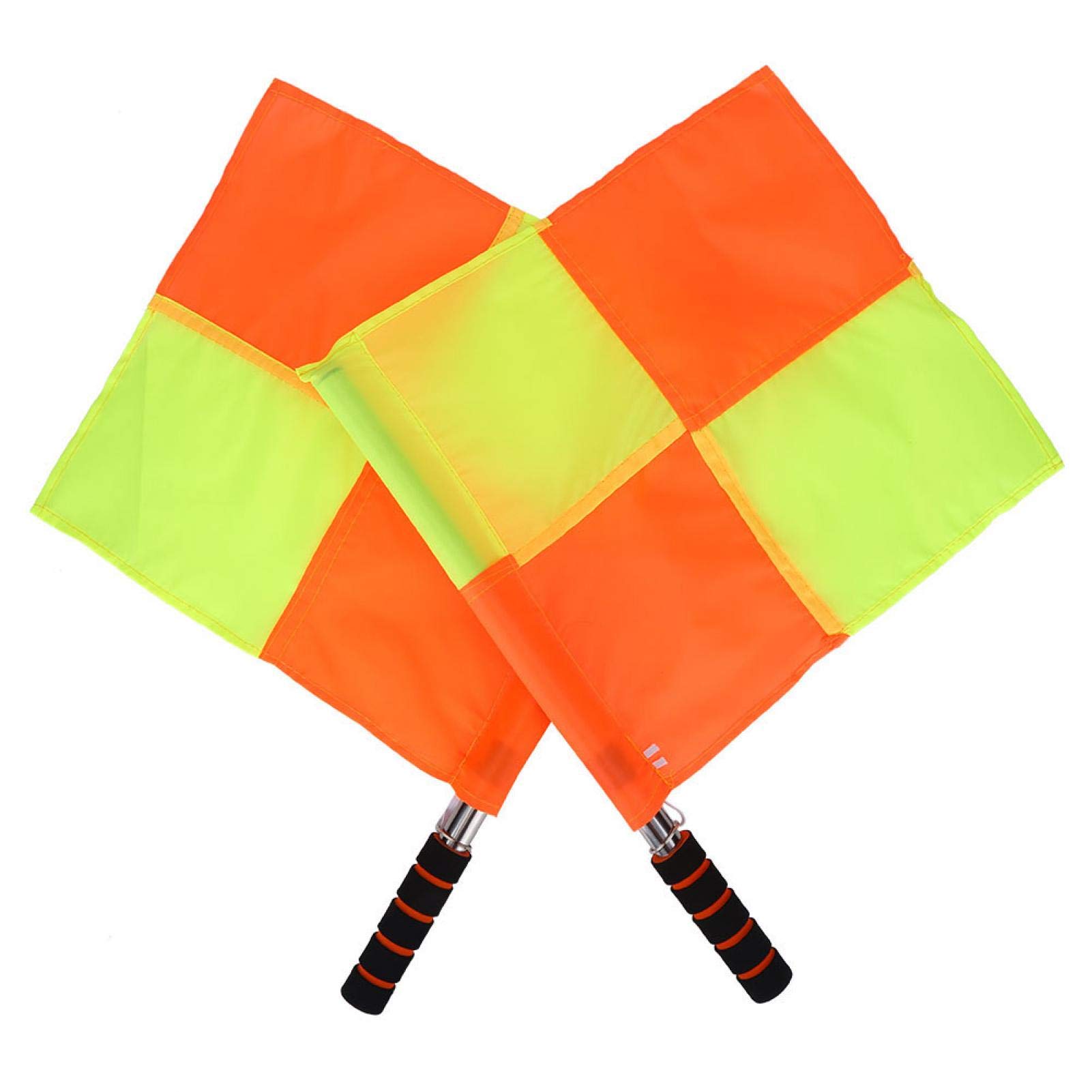 2 Pcs Football Linesman Referee Flags Soccer Referee Flags Track and Field Sports Training Flag with Sponge Handle for Sports Match Soccer Football Hockey Training