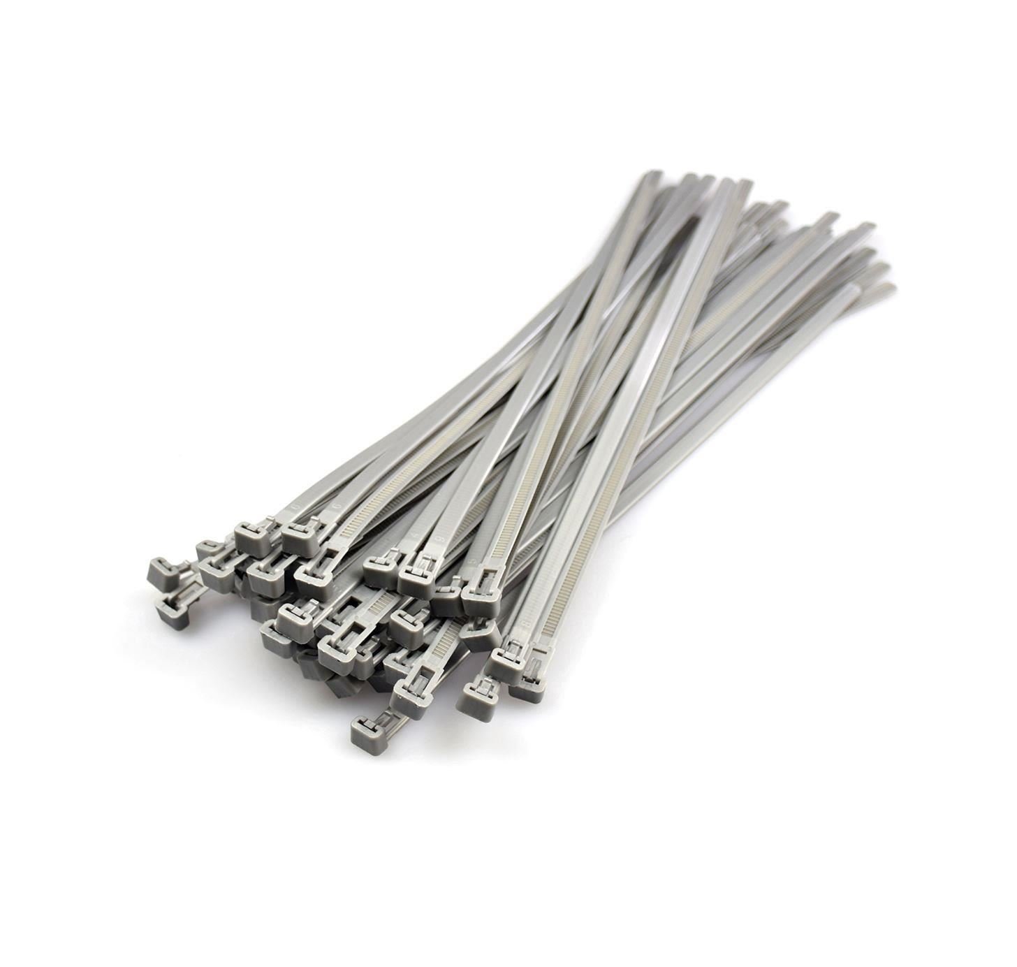 Silver Releasable Cable Ties 7.2mmx300mm, 10 Pieces