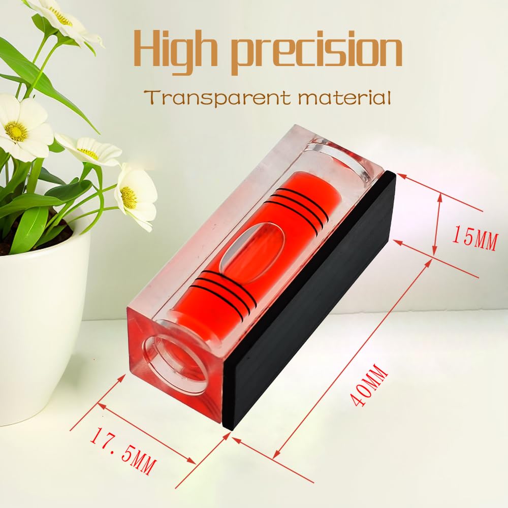 Mini burbuja de nivel de alta precisión, mini burbuja de nivel, bola de nivel de tres líneas, regla de nivel, nivel doméstico magnético 4PCS (40x17.5x15mm rojo magnético)