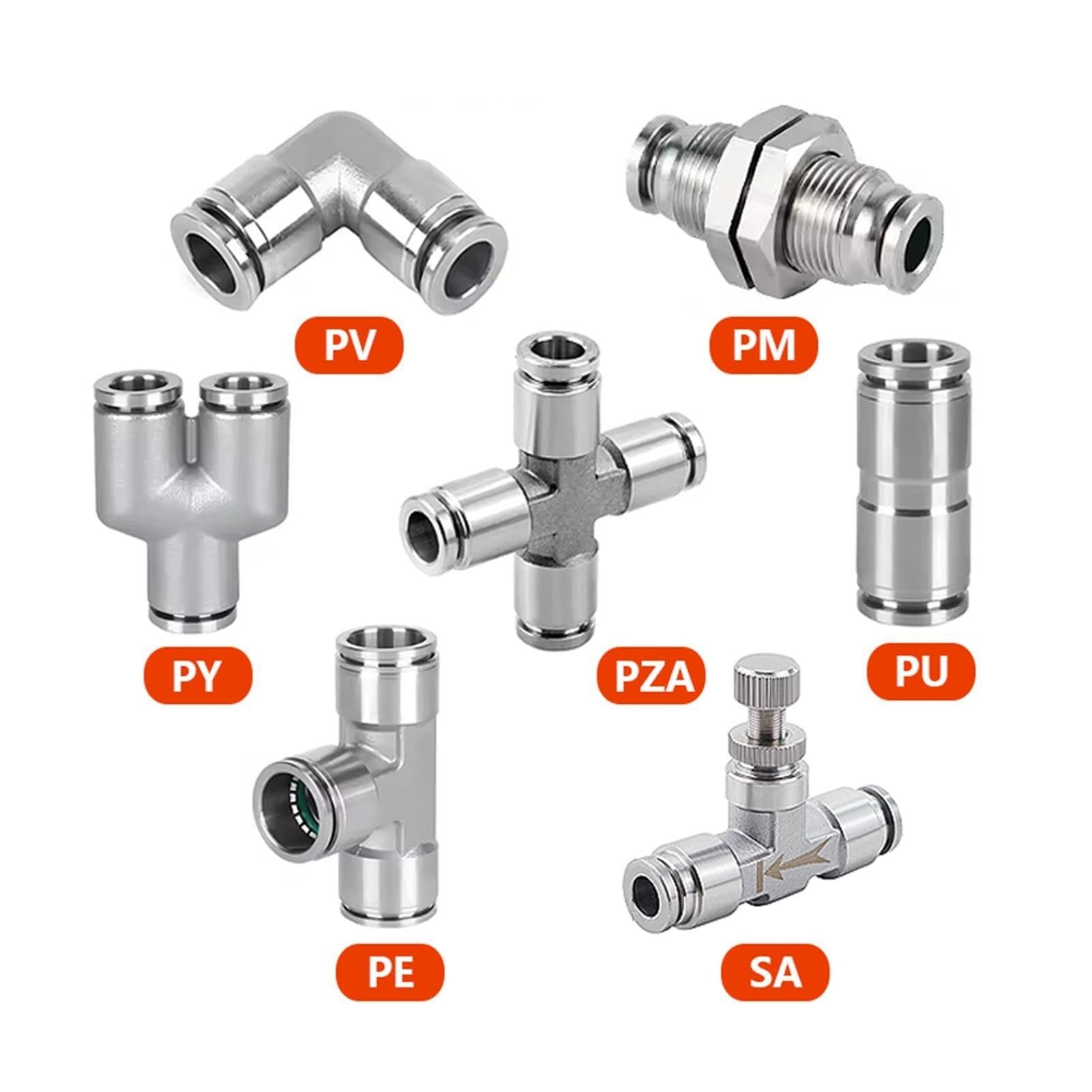 304 Stainless Steel Pneumatic Push-In Fitting