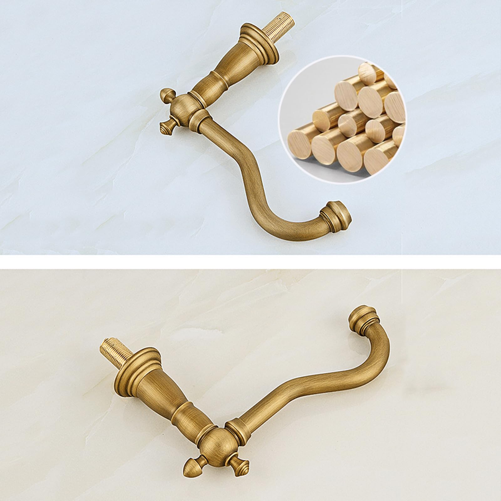 BiaoTeng Rubinetto Vintage Bagno Lavabo e Bidet Miscelatore a Tre Fori con Due Manopole, Caldo e Freddo Rubinetto Lavandino Bagno Antico Ottone